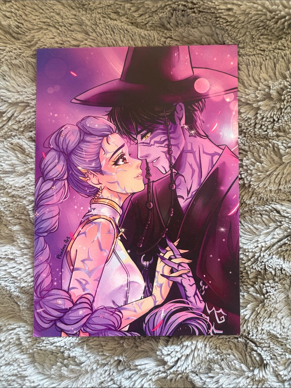 Purple Romantic Anime Art Print – K Pop Demon Hunter Fan Art